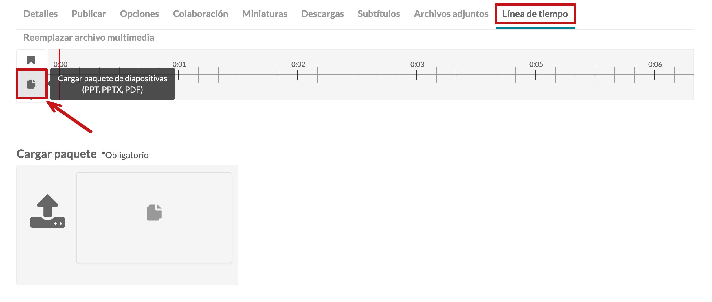 selección carga de diapositivas