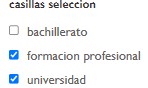 Ejemplos de casillas de selección