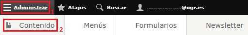 imagen que muestra los botones correspondientes para acceder a la gestión de contenido